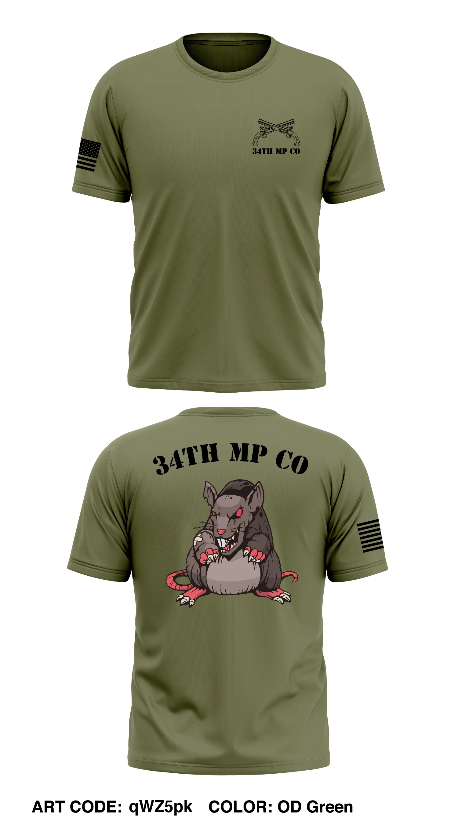 34th MP CO Store 1 Core Men's SS Performance Tee - qWZ5pk
