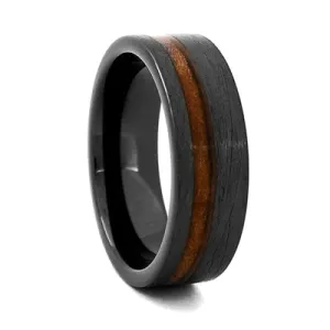 8mm High-Tech Ceramic Wedding Ring With Whiskey Barrel Inlay, Size 10 (92419)