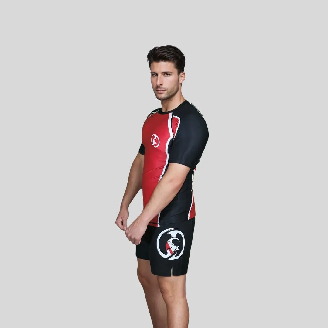 ADULT RASH GUARD H/S HOT RED