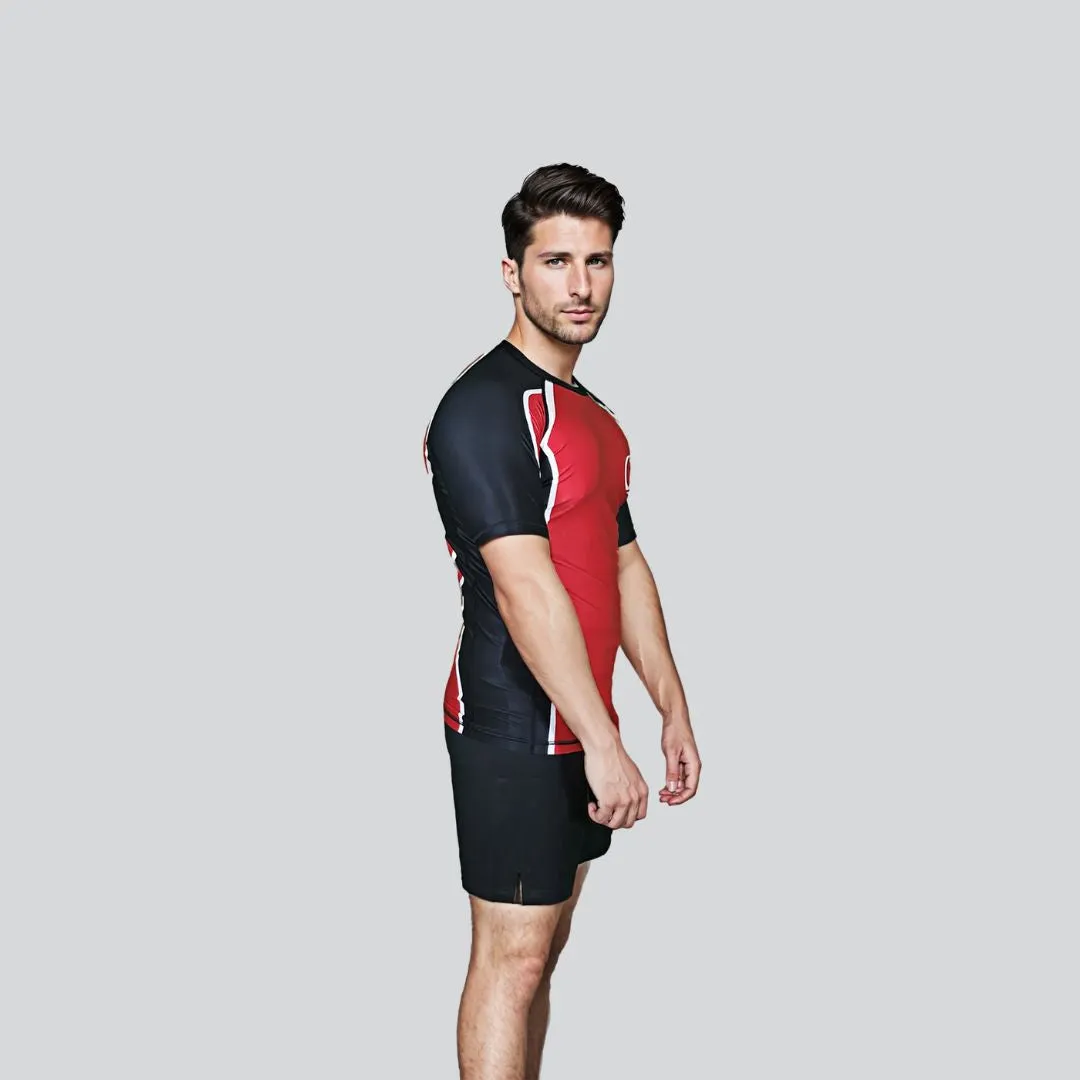 ADULT RASH GUARD H/S HOT RED