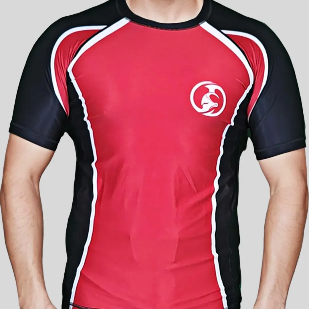 ADULT RASH GUARD H/S HOT RED