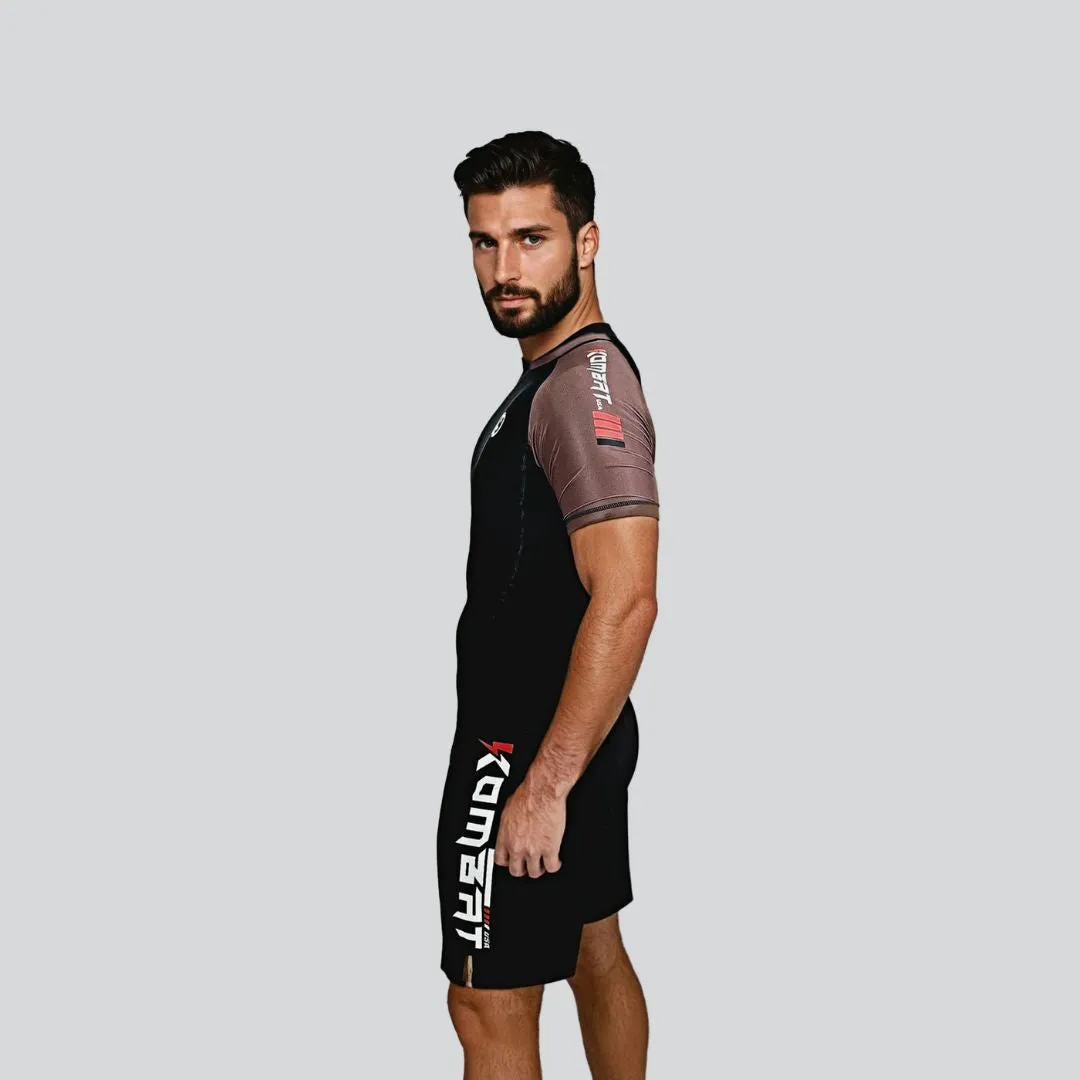 ADULT RASH GUARD H/S PRO BLACK & BROWN