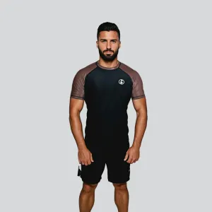 ADULT RASH GUARD H/S PRO BLACK & BROWN