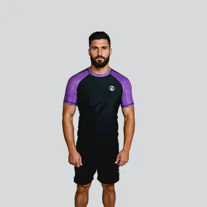 ADULT RASH GUARD H/S PRO RANKED BLK & PURPLE