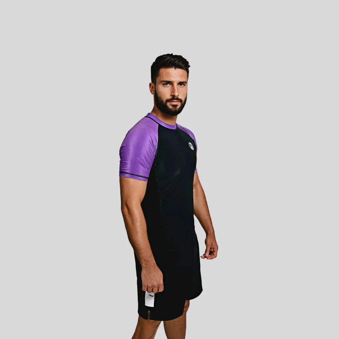 ADULT RASH GUARD H/S PRO RANKED BLK & PURPLE