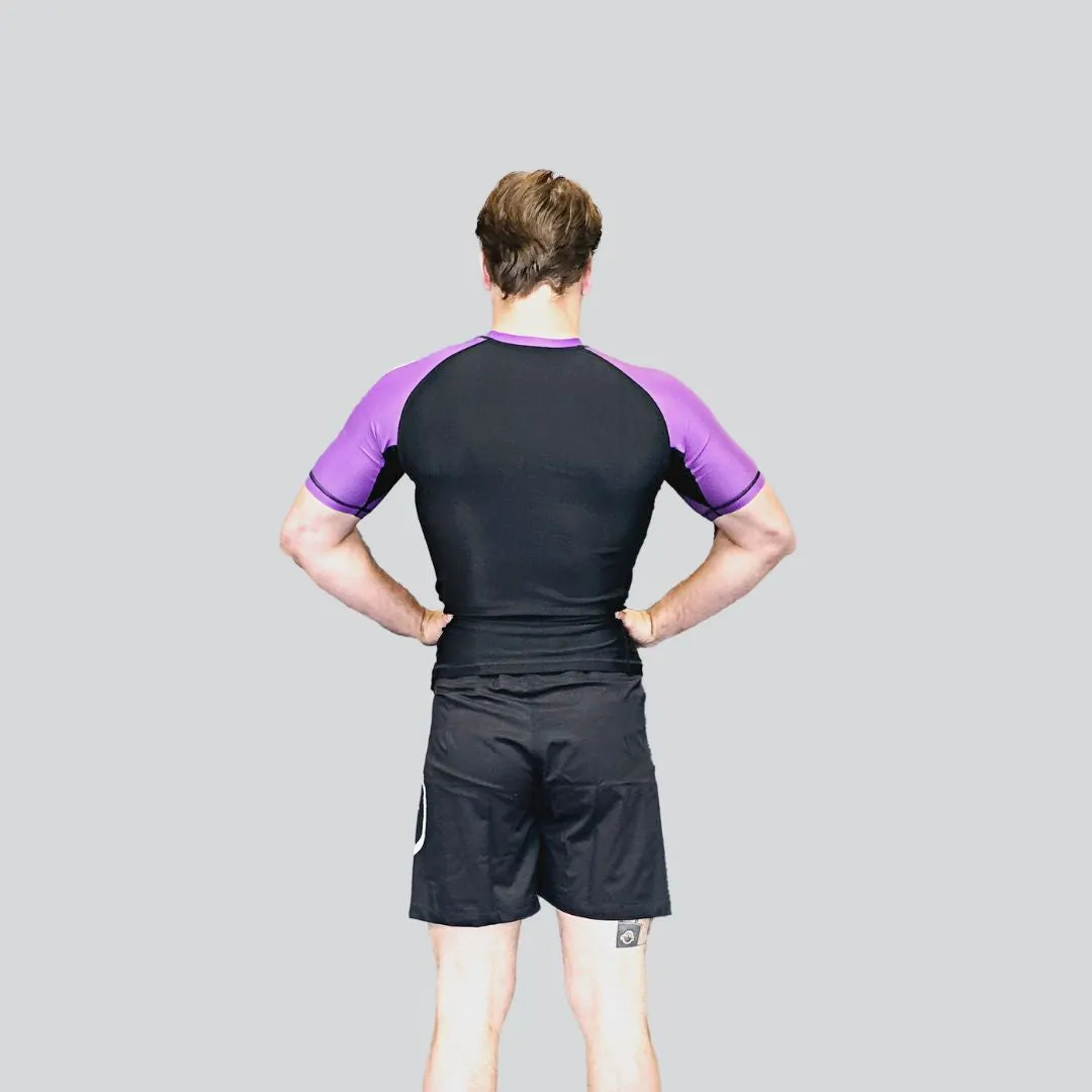 ADULT RASH GUARD H/S PRO RANKED BLK & PURPLE