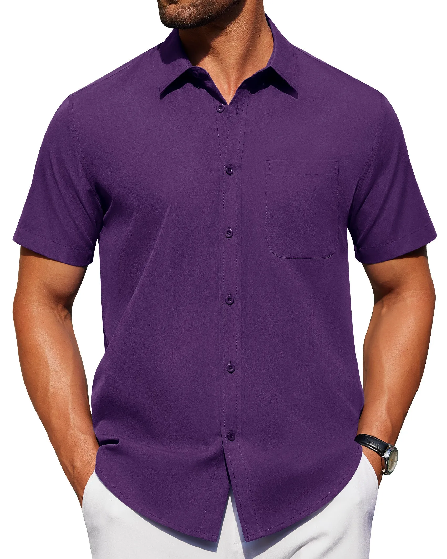 Alimens & Gentle Mens Short Sleeve Dress Shirt Wrinkle Free