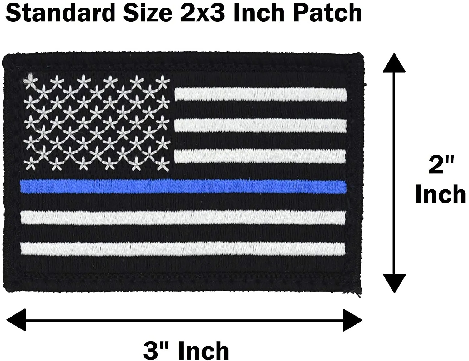 American Flag Patch 4-Pack Set, Embroidered, Hook and Loop (Thin Blue Line)