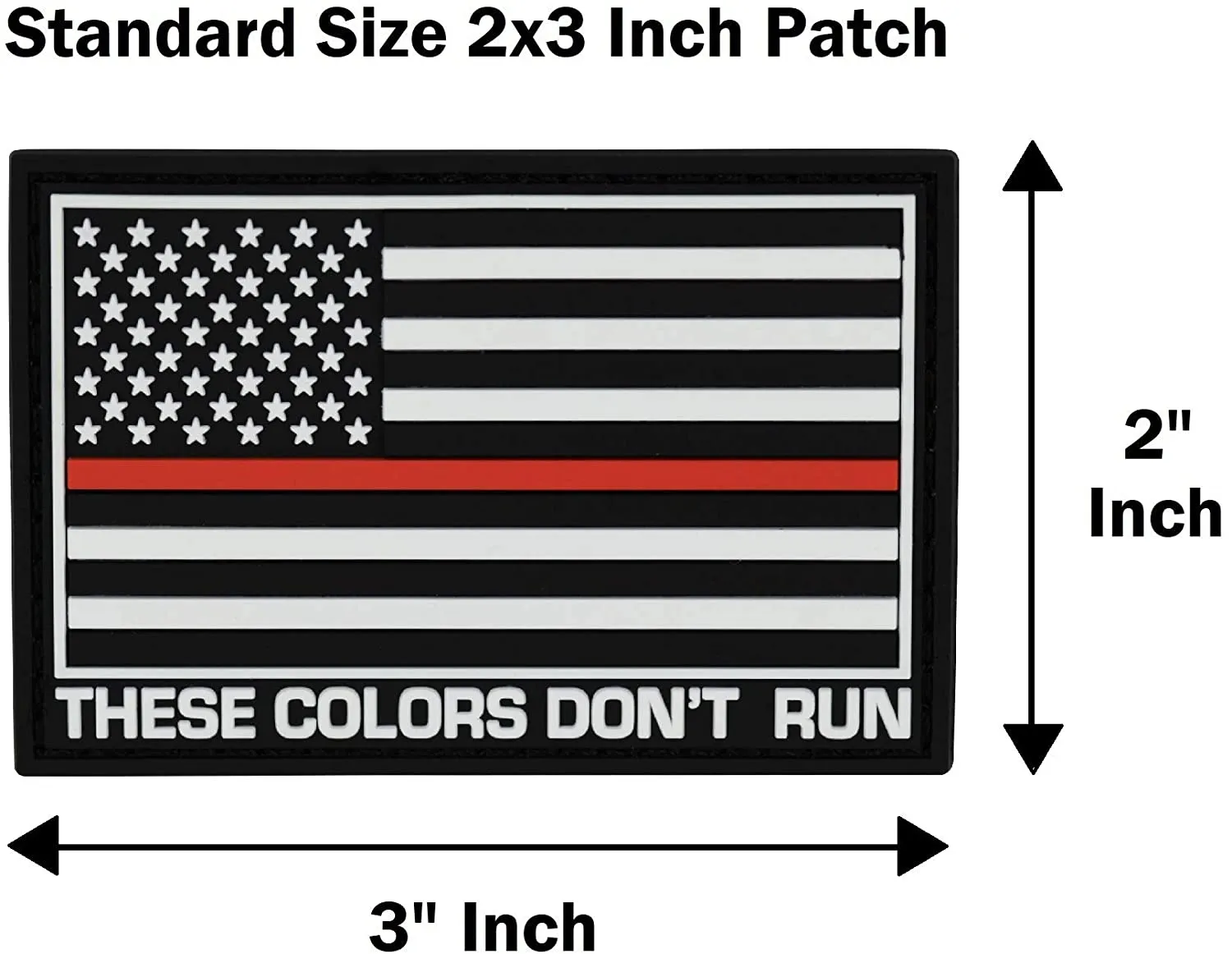 American Flag Patch Set, 2x3 inch, Flexible PVC Material, Hook and Loop (Thin Red Line Set 2)