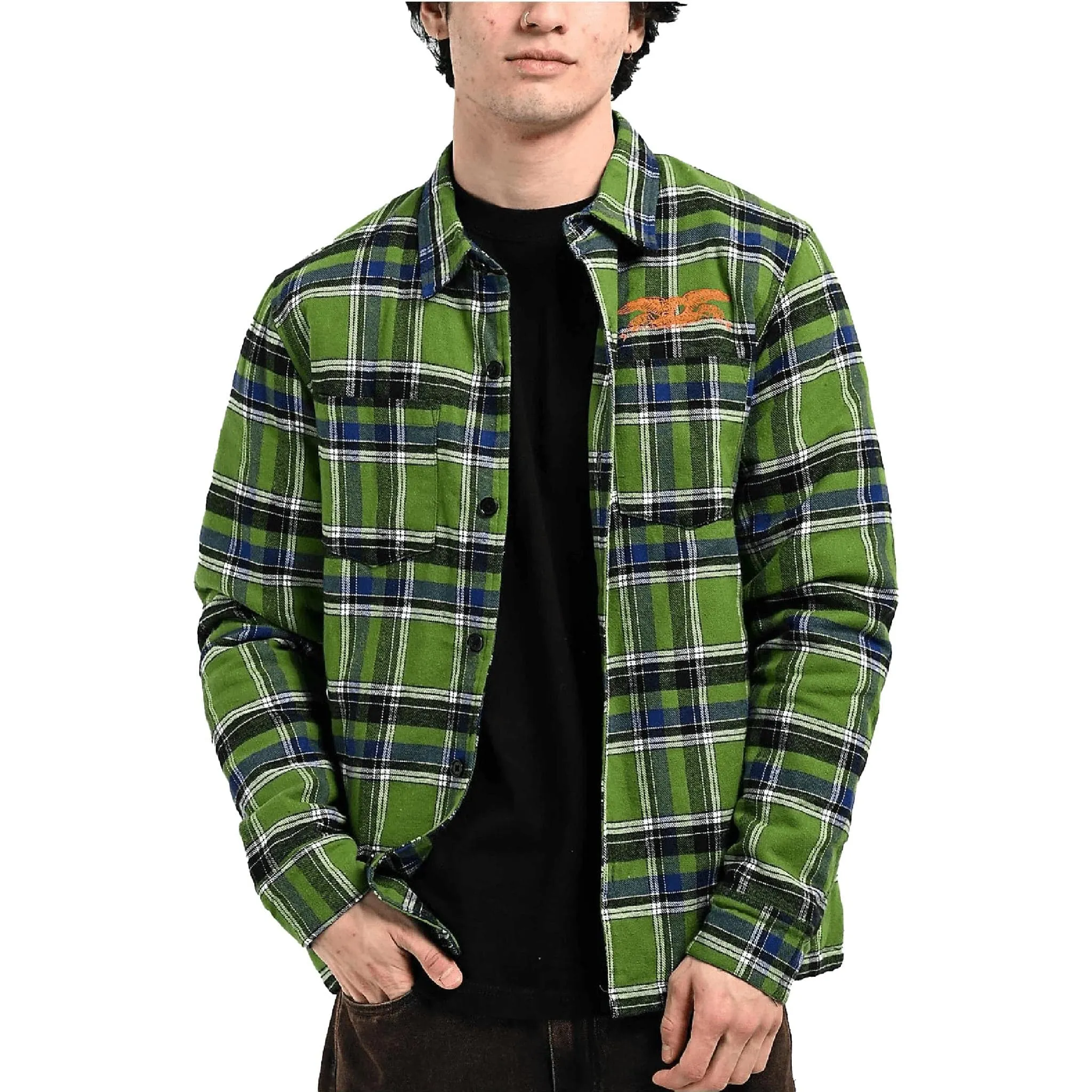 Anti Hero Basic Eagle Flannel Custom Jacket Green Blue Orange