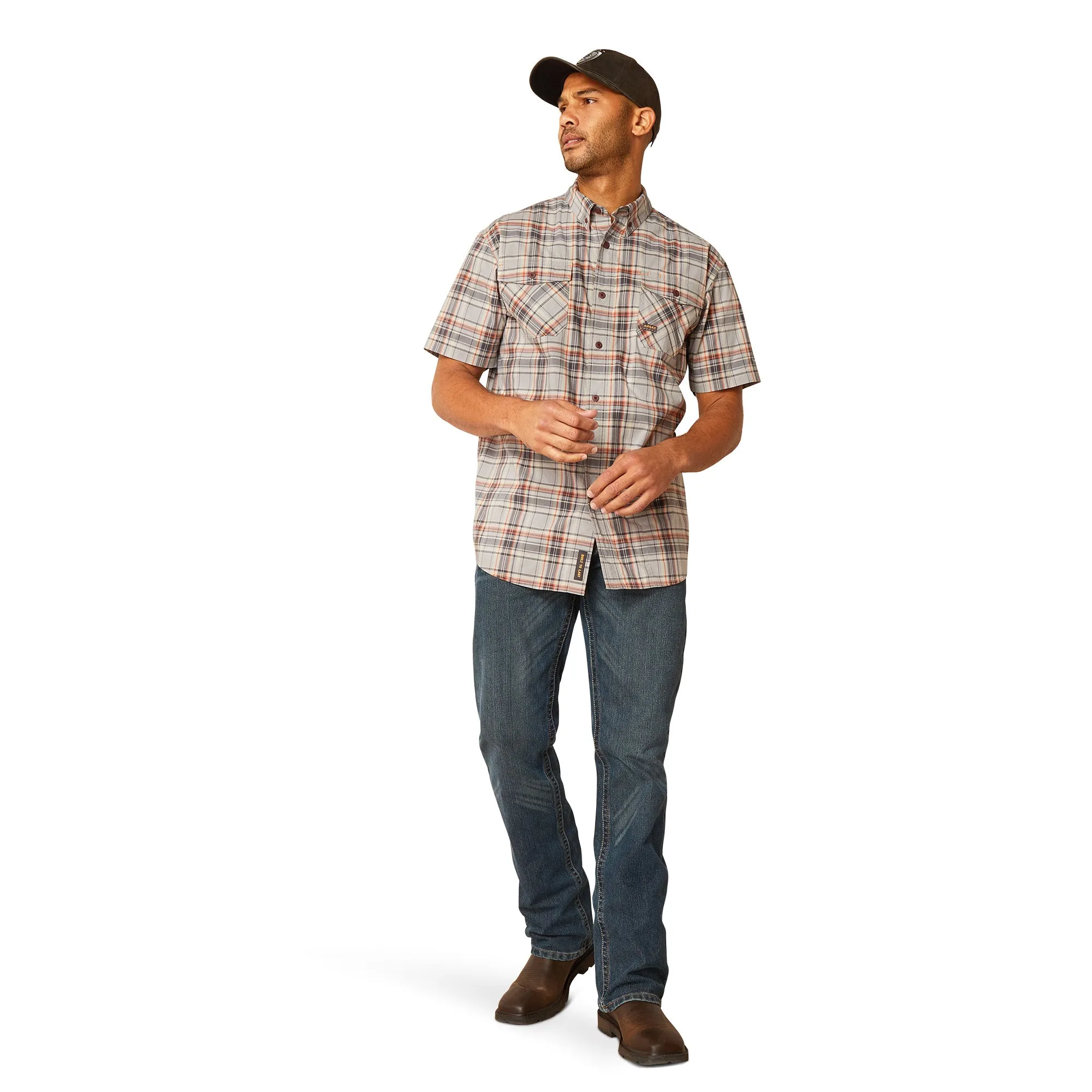Ariat Men's Rebar Made Tough DuraStretch Alloy Plaid Work Shirt 10048894