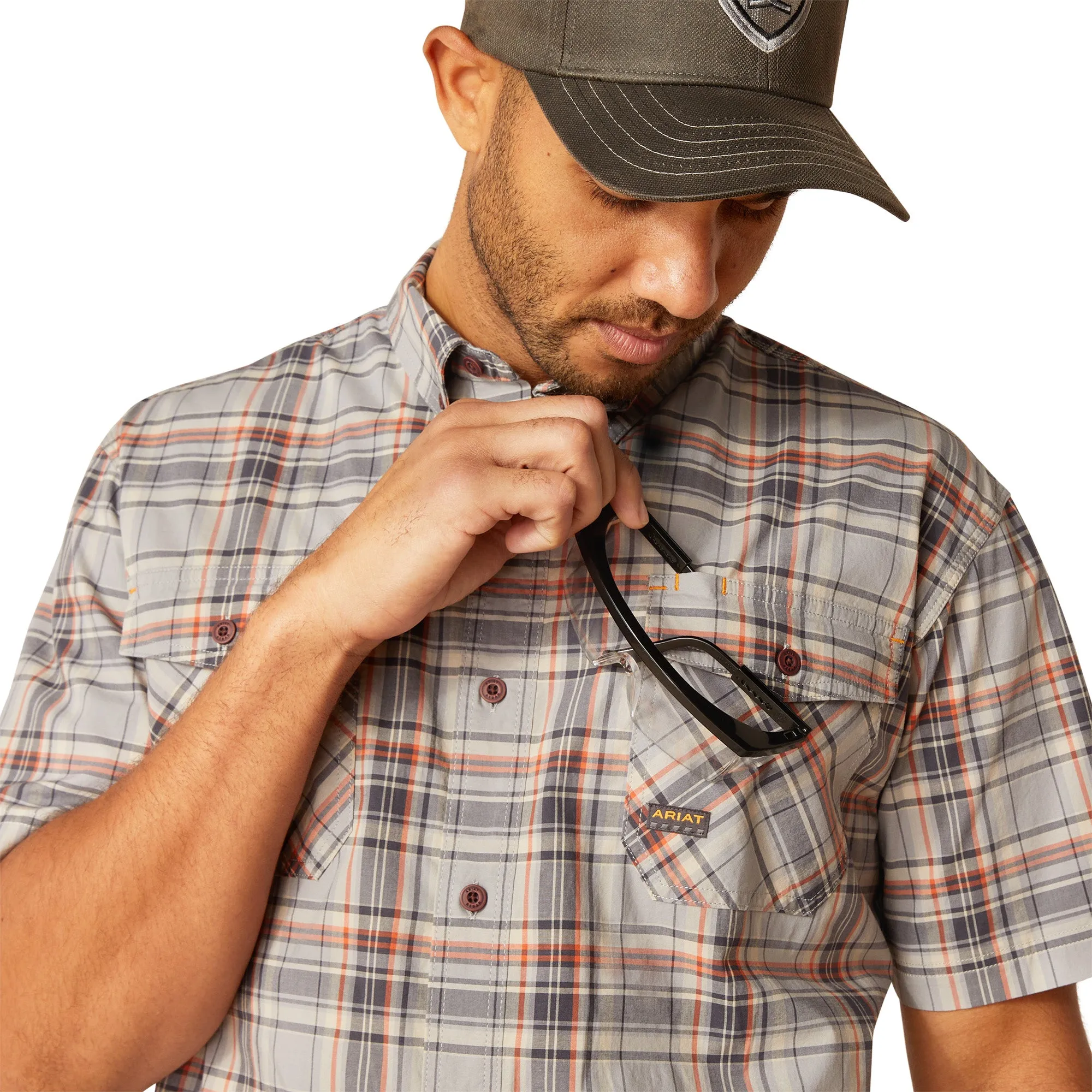 Ariat Men's Rebar Made Tough DuraStretch Alloy Plaid Work Shirt 10048894