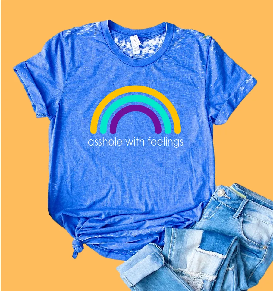 Asshole With Feelings Shirt | Funny Shirt | Acid Wash T Shirt | Unisex Crew