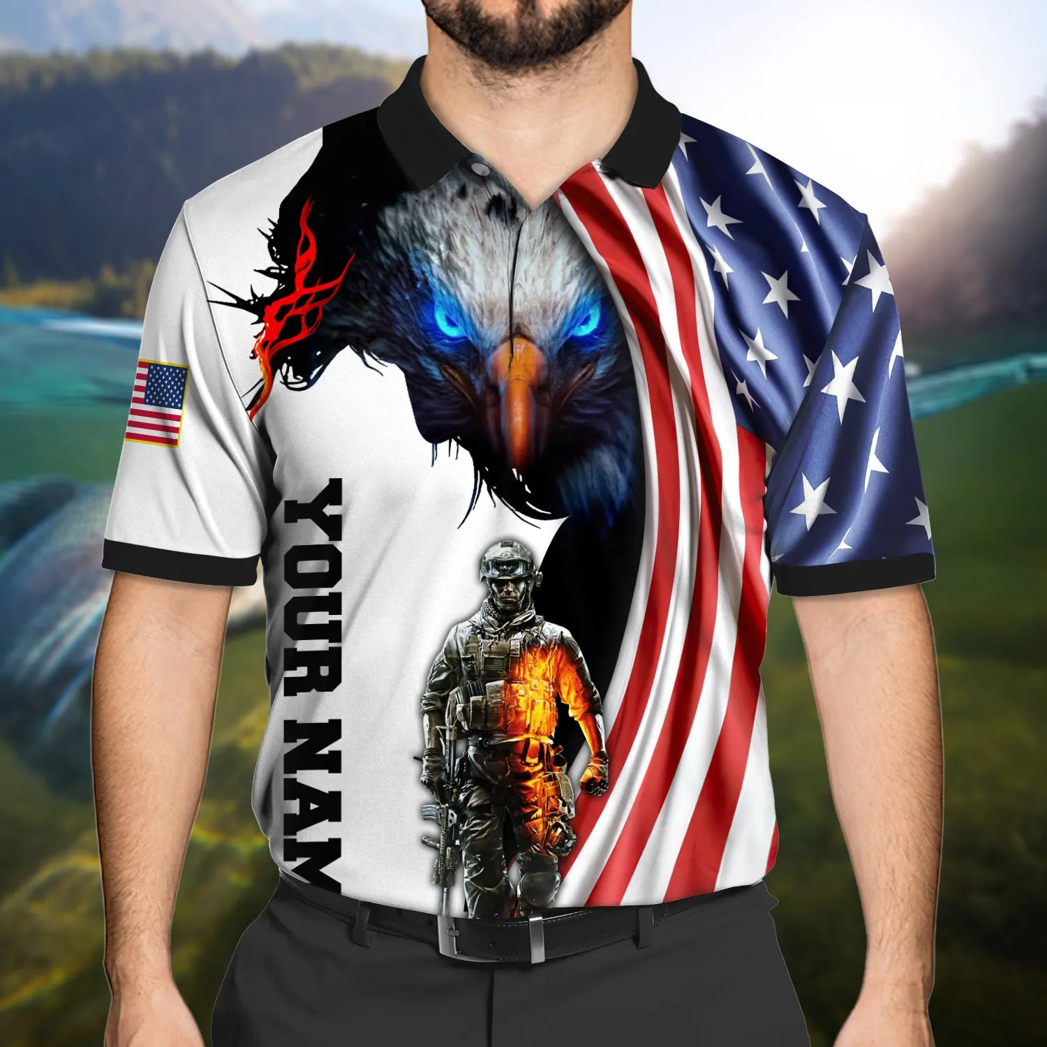 ATM2K02 - Personalized Name - 3D Polo Shirt - VETERAN