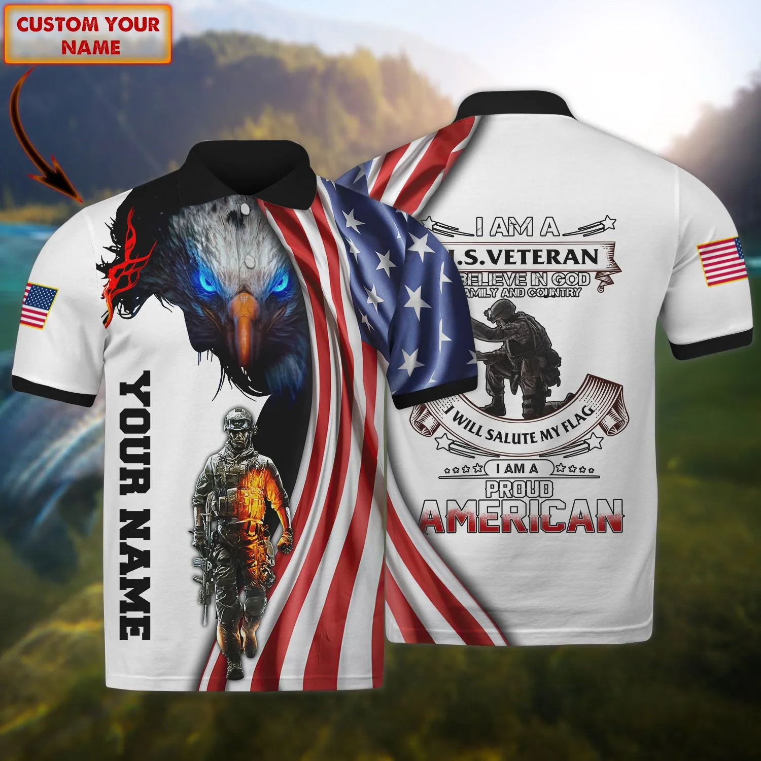 ATM2K02 - Personalized Name - 3D Polo Shirt - VETERAN