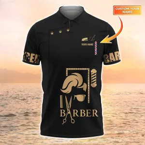 Barber Shop Personalized Name 3D Polo Shirt