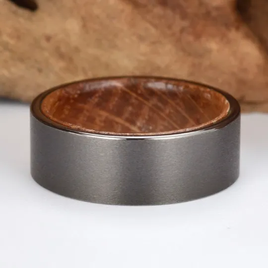 Barrel Titan - Gun Metal Grey Tungsten Bourbon Whiskey Barrel Men's Wedding Band 8MM