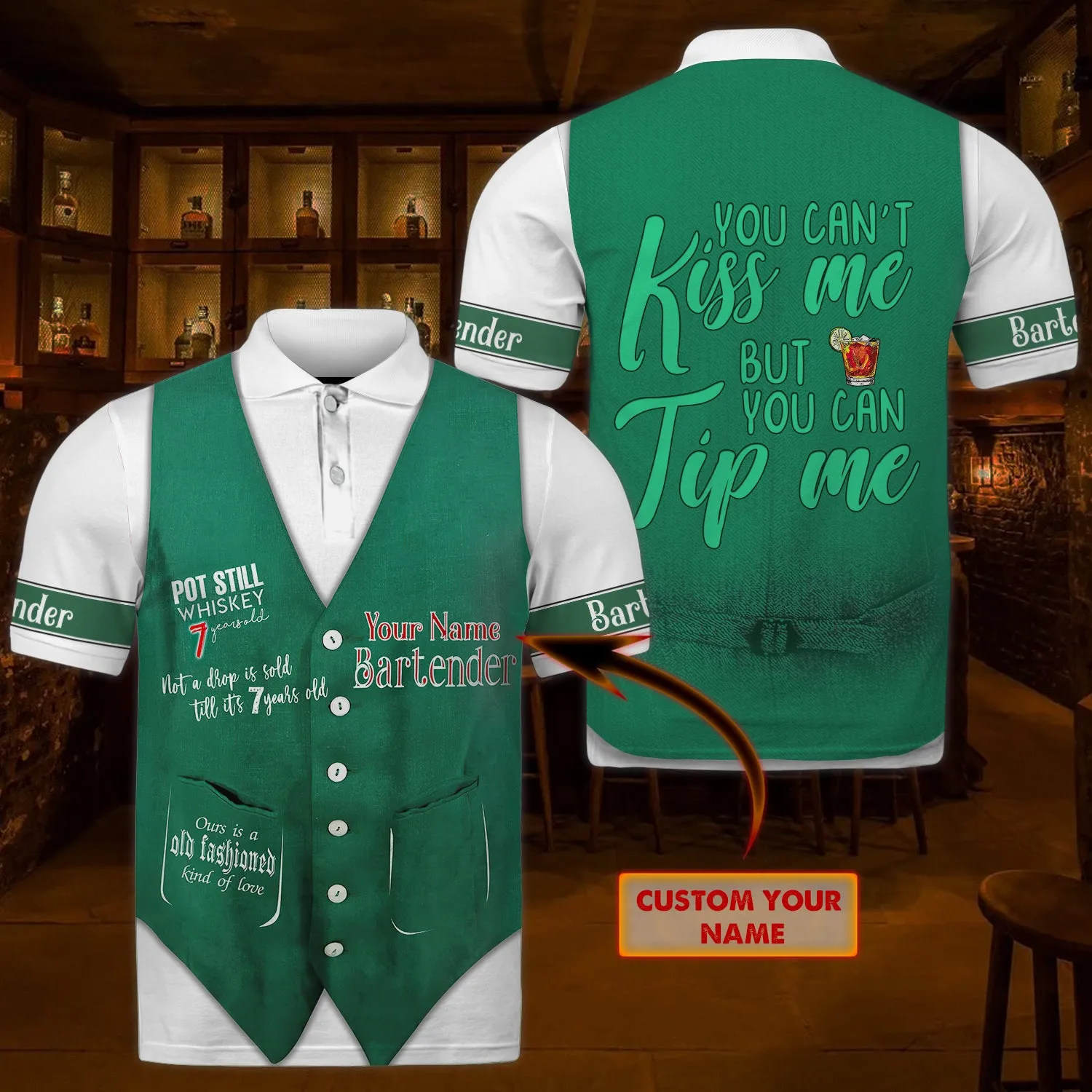 Bartender  - Personalized Name 3D Polo Shirt - Urt96