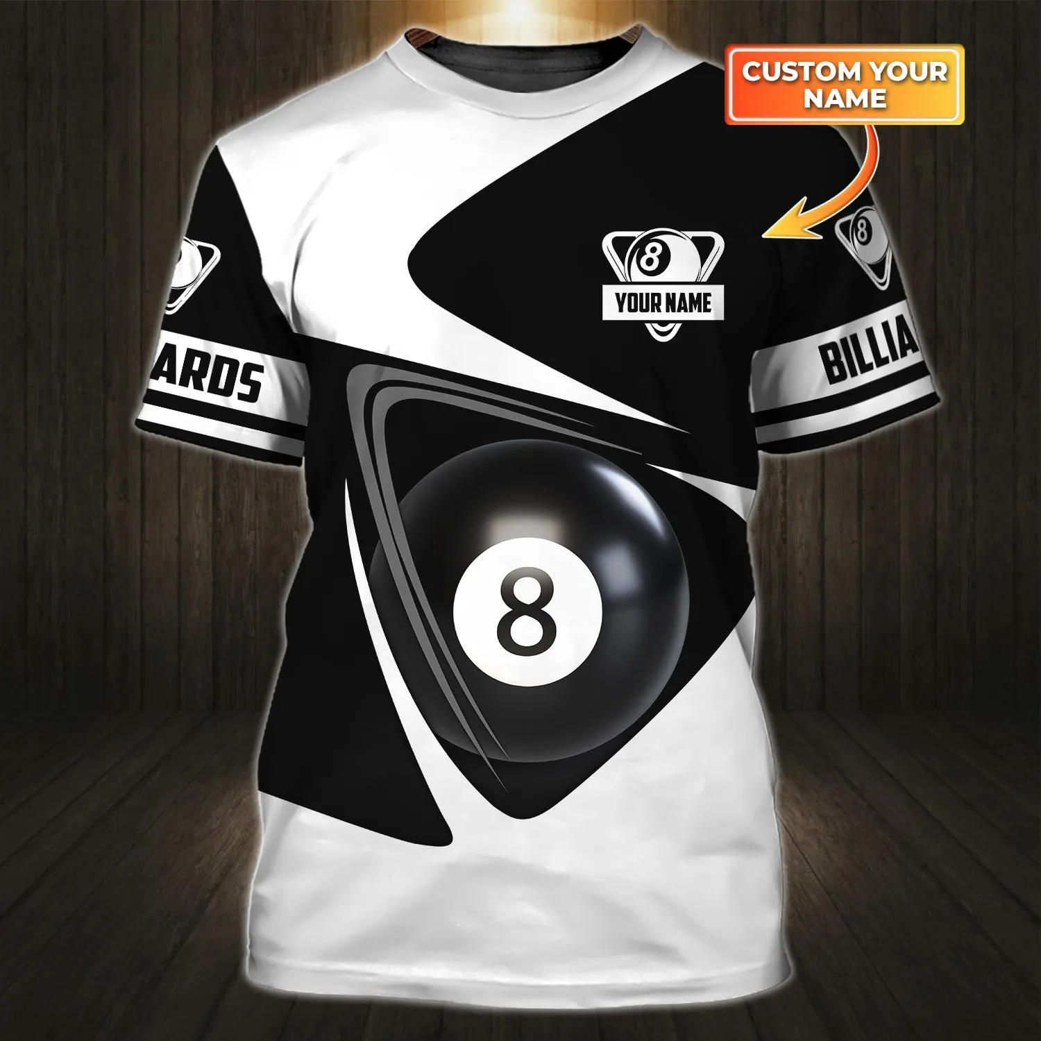 Billiards Personalized Name 3D Shirt Billiards Pool T-Shirts RinC98
