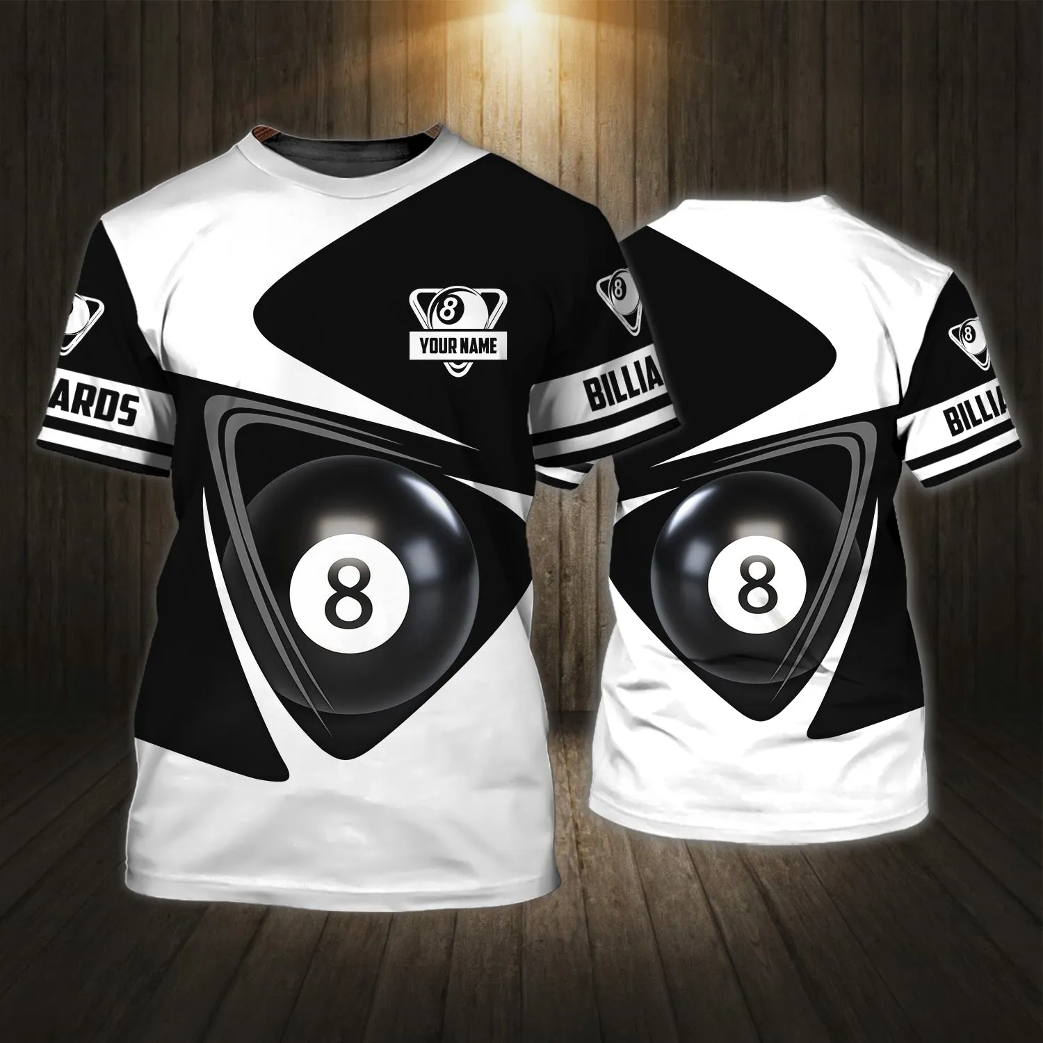Billiards Personalized Name 3D Shirt Billiards Pool T-Shirts RinC98