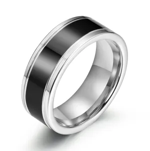 Black Glossy Tungsten Men's Wedding Band 8MM
