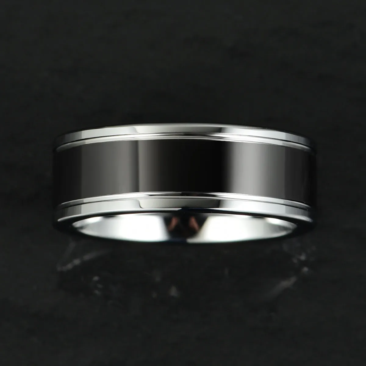 Black Glossy Tungsten Men's Wedding Band 8MM