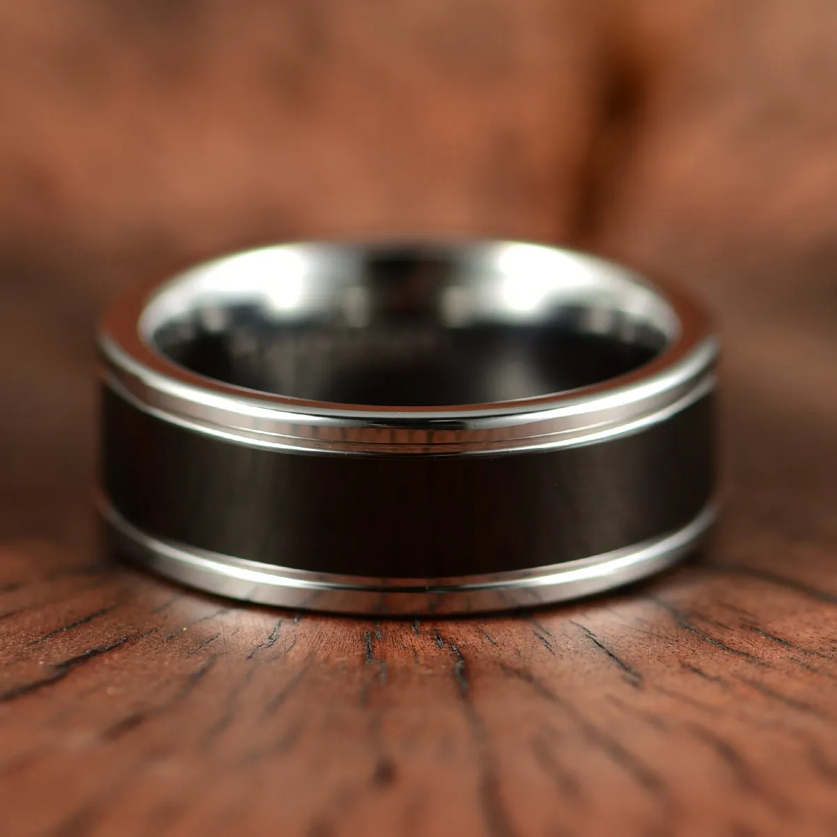 Black Glossy Tungsten Men's Wedding Band 8MM
