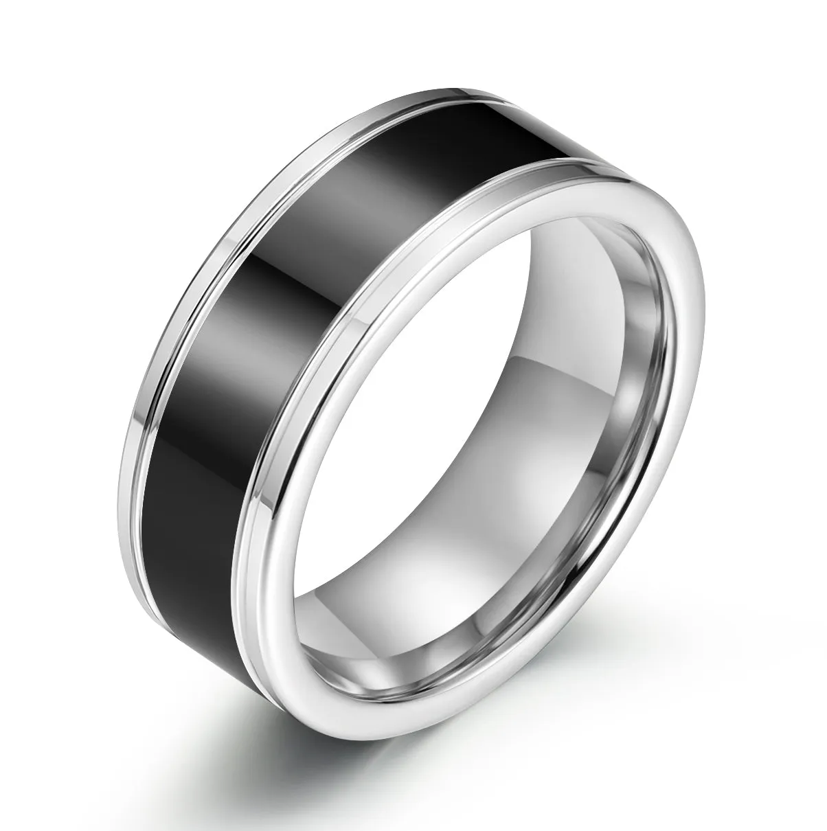 Black Glossy Tungsten Men's Wedding Band 8MM