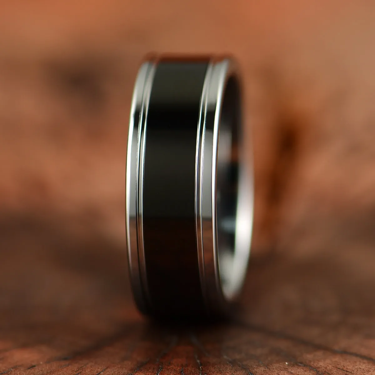 Black Glossy Tungsten Men's Wedding Band 8MM
