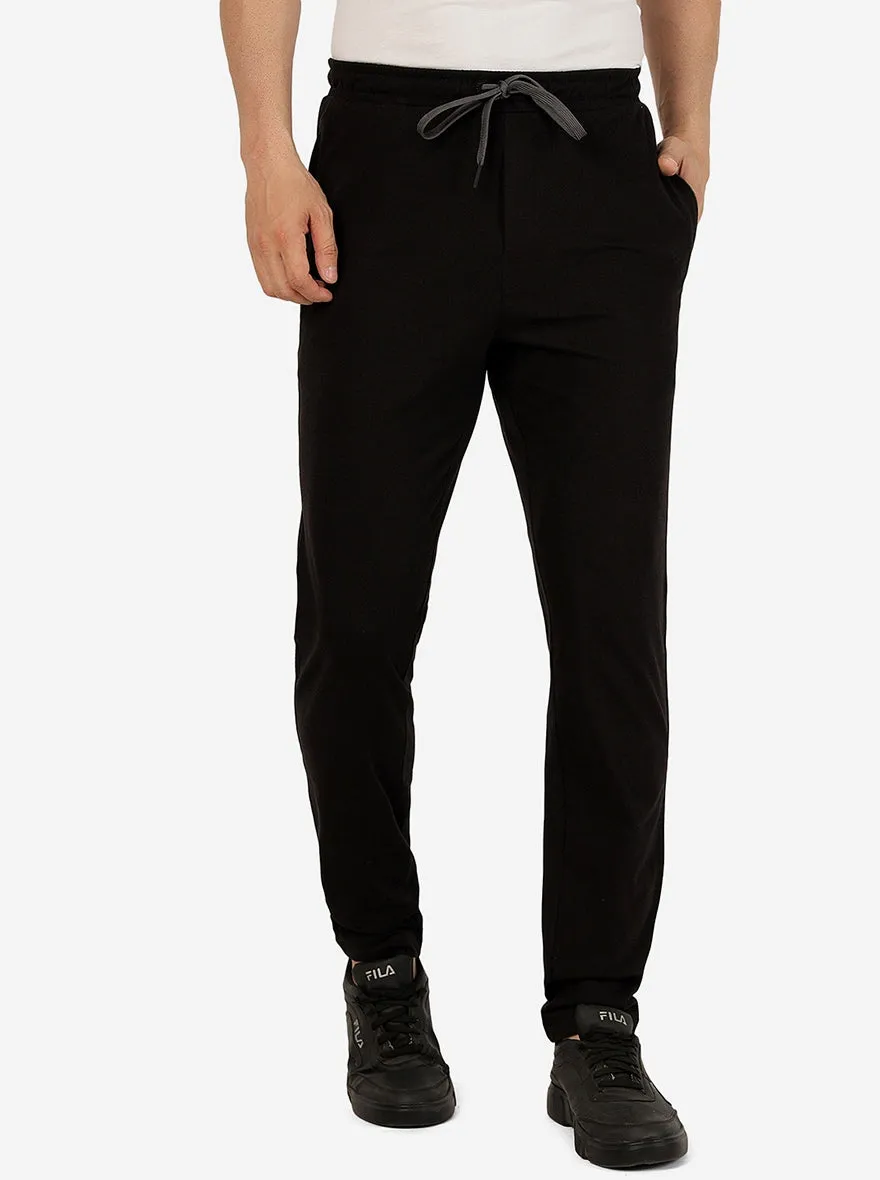 Black Solid Regular Fit Track Pant | JadeBlue