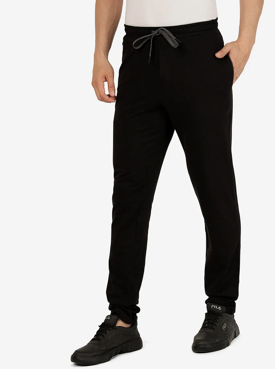 Black Solid Regular Fit Track Pant | JadeBlue