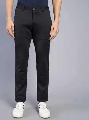 Black Solid Venice Fit Casual Trouser | JadeBlue