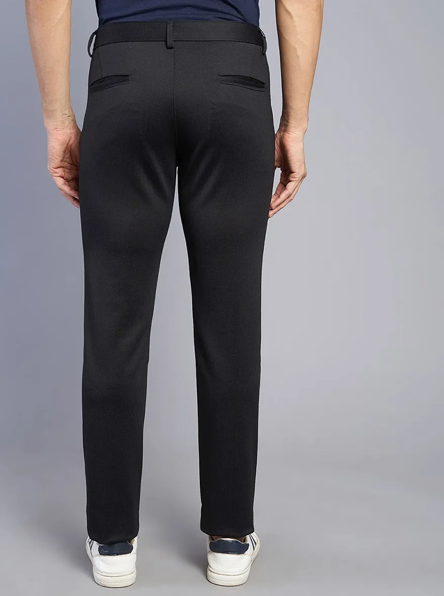 Black Solid Venice Fit Casual Trouser | JadeBlue
