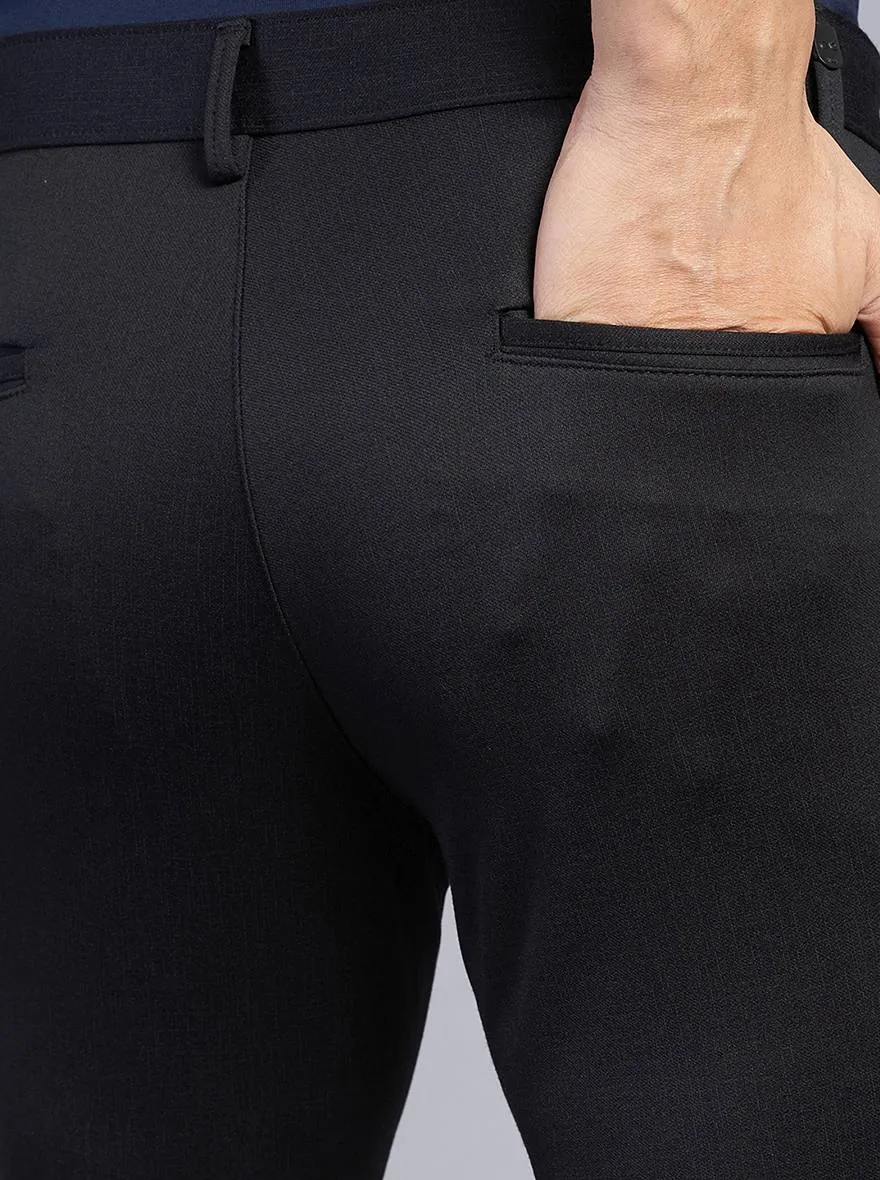 Black Solid Venice Fit Casual Trouser | JadeBlue