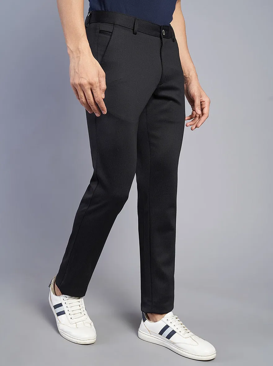Black Solid Venice Fit Casual Trouser | JadeBlue