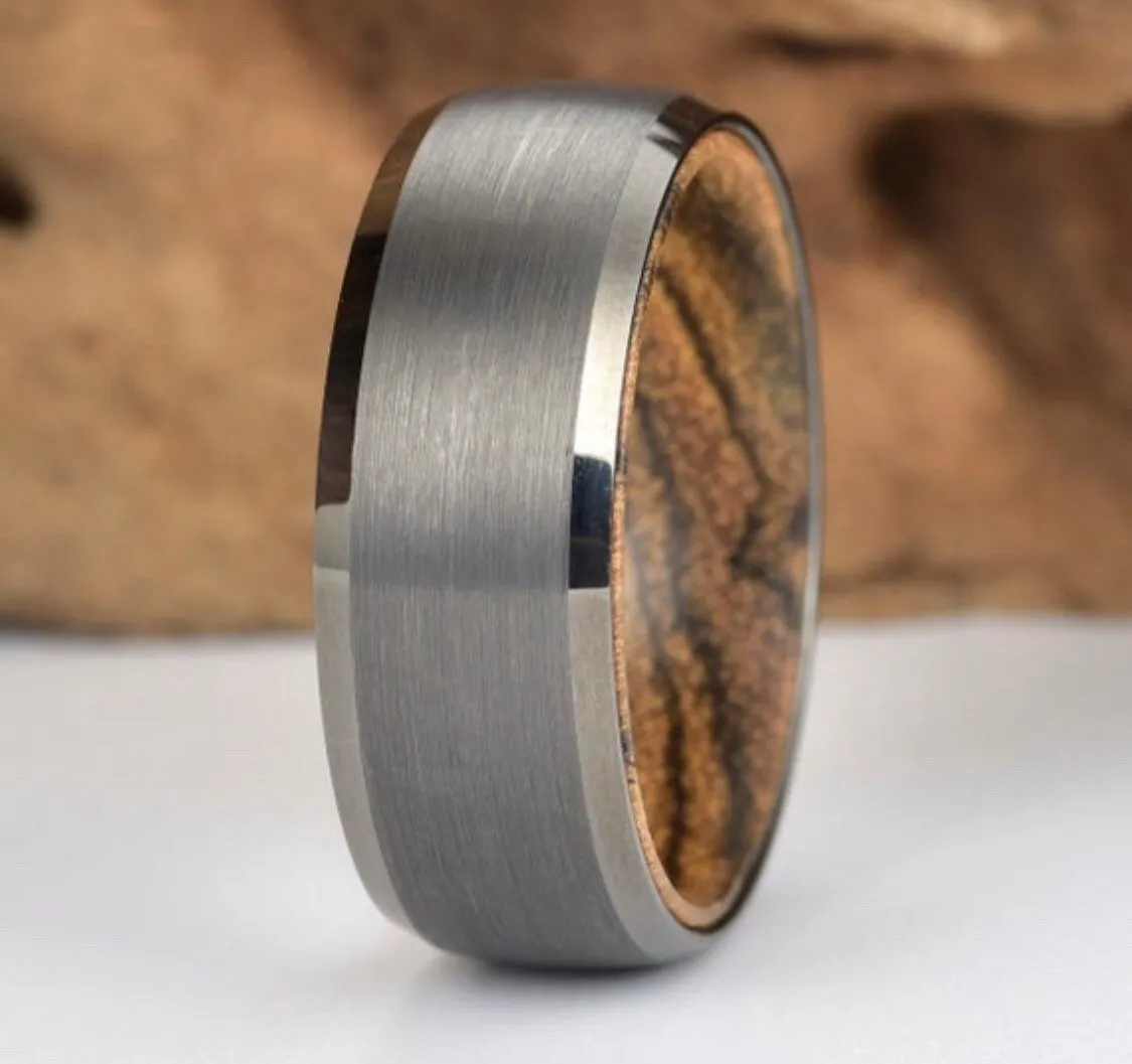 Bocote Men's Wedding Band Tungsten Men's Wedding Band 6MM-8MM