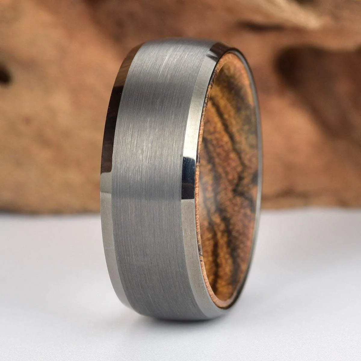 Bocote Men's Wedding Band Tungsten Men's Wedding Band 6MM-8MM