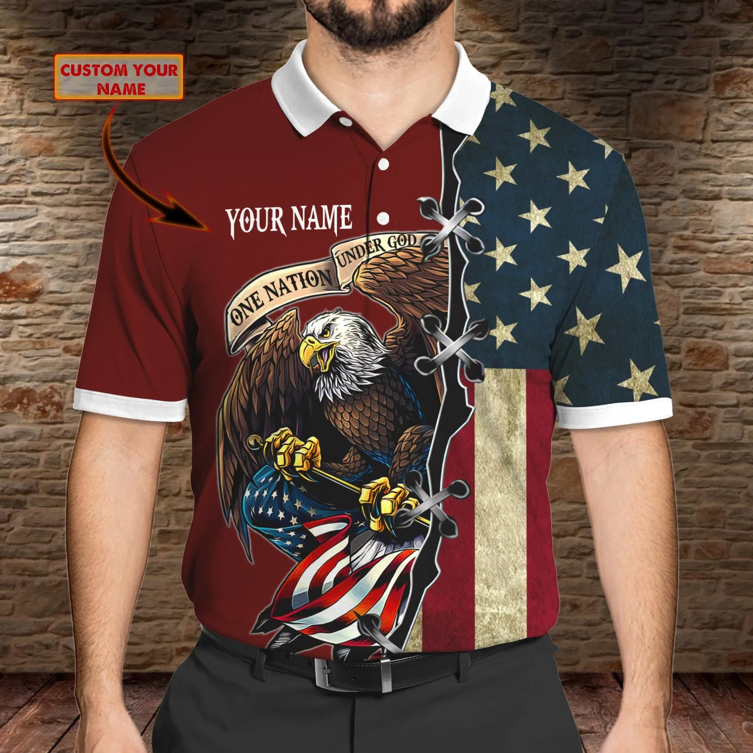 Boom - Personalized Name - 3D Polo Shirt - Eagle God