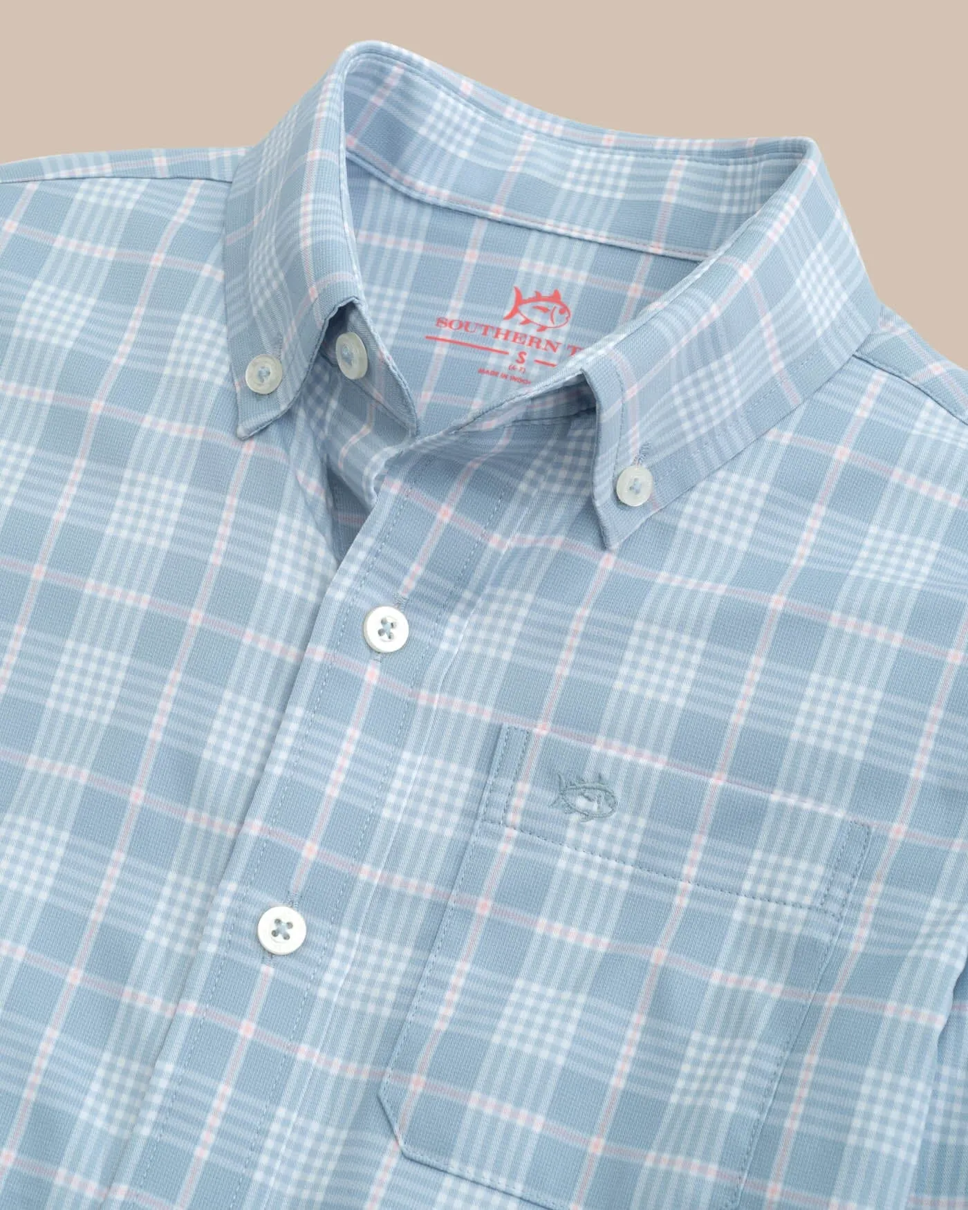 Boys Intercoastal Primrose Plaid Long Sleeve Sport Shirt