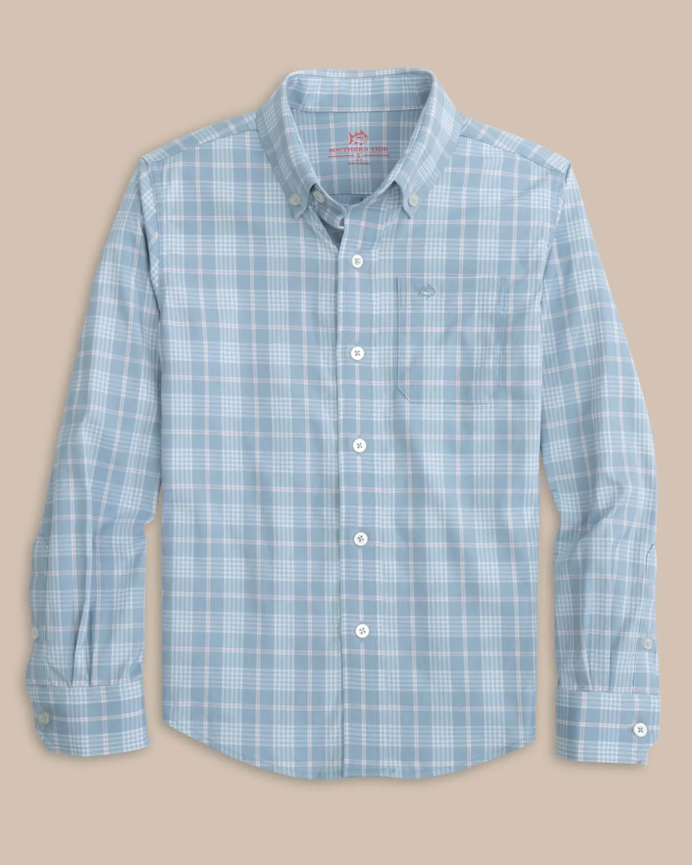Boys Intercoastal Primrose Plaid Long Sleeve Sport Shirt