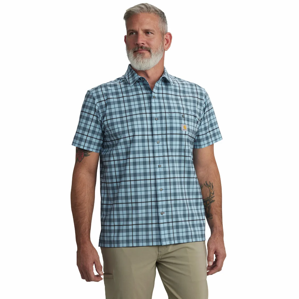 Carhartt 106747 Men's Force Sun Defender Relaxed Fit LW SS Plaid Shirt