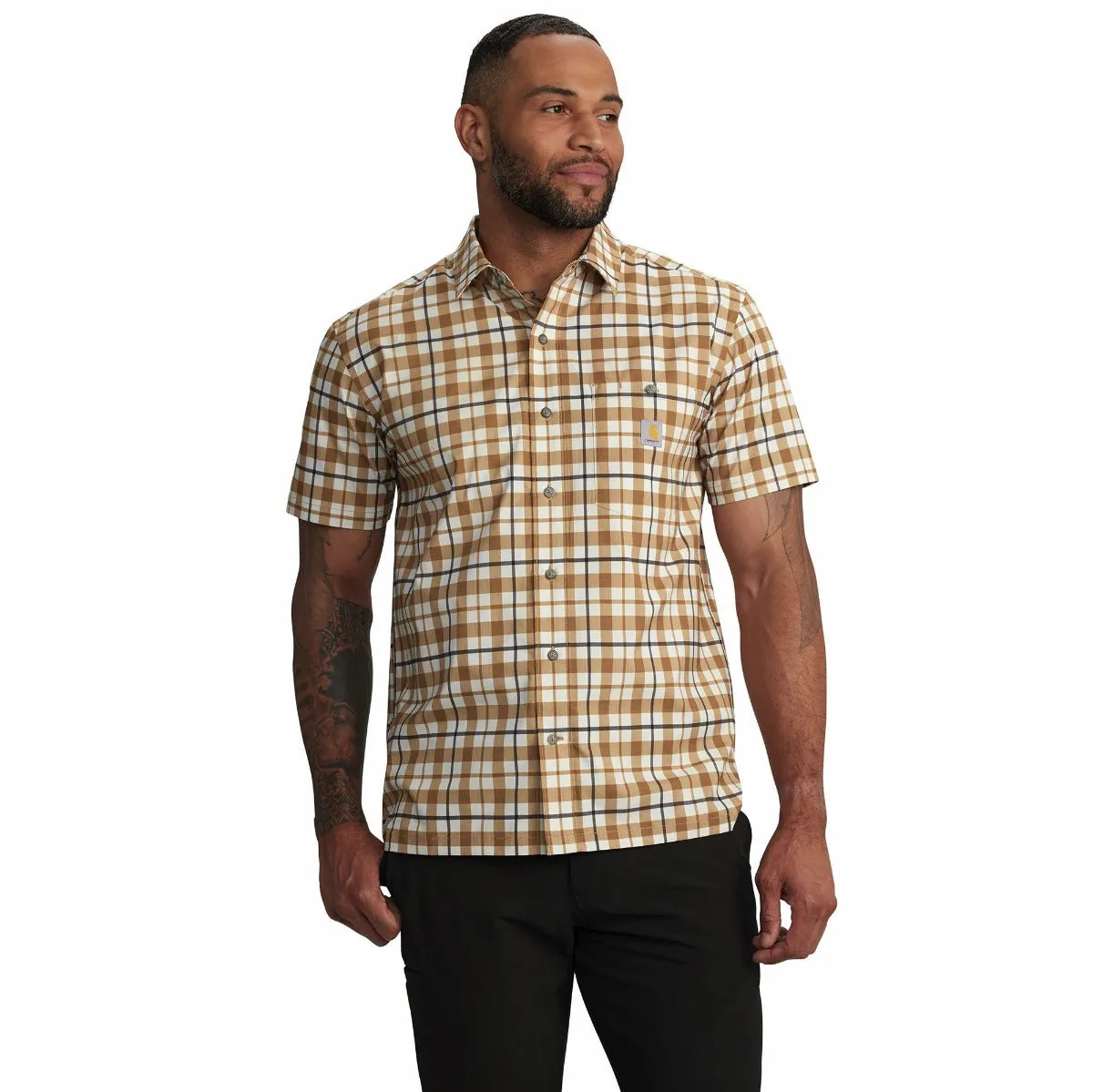 Carhartt 106747 Men's Force Sun Defender Relaxed Fit LW SS Plaid Shirt