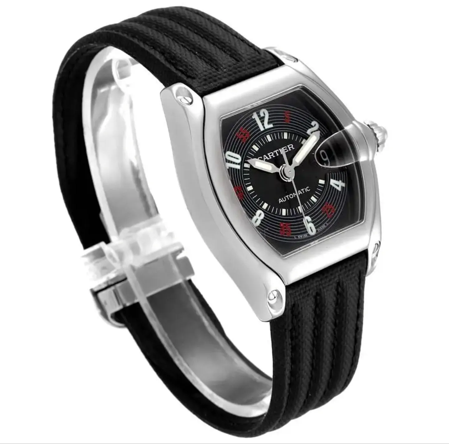 Cartier Roadster Vegas Roulette Red Green Steel Mens Watch W62002V3
