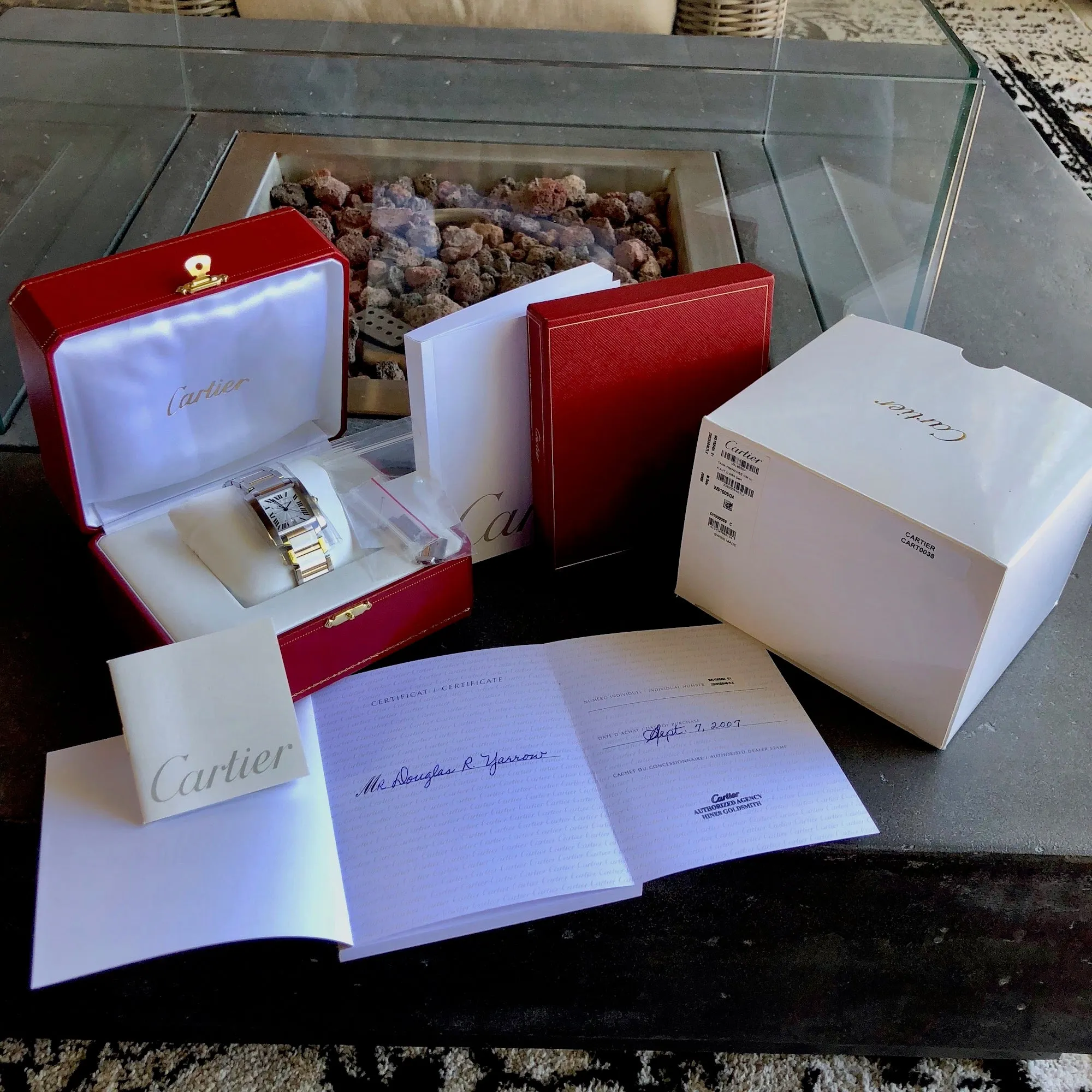 Cartier Tank Francaise W51005Q4 Two Tone Steel Gold Automatic Wristwatch Box & Papers