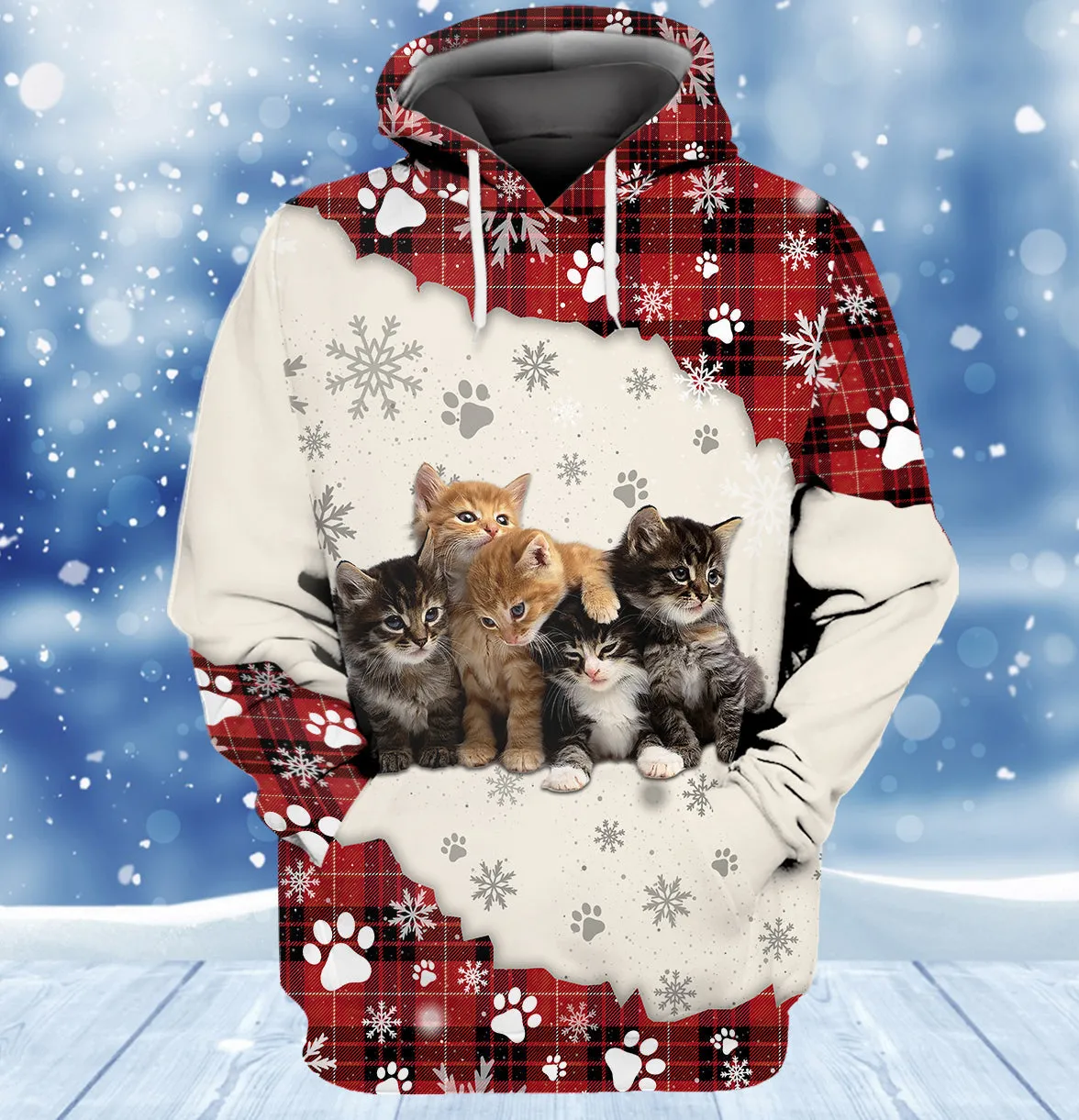 Cat and Snow 3D Full Print Shirts Cats Shirts NBTT - HKM