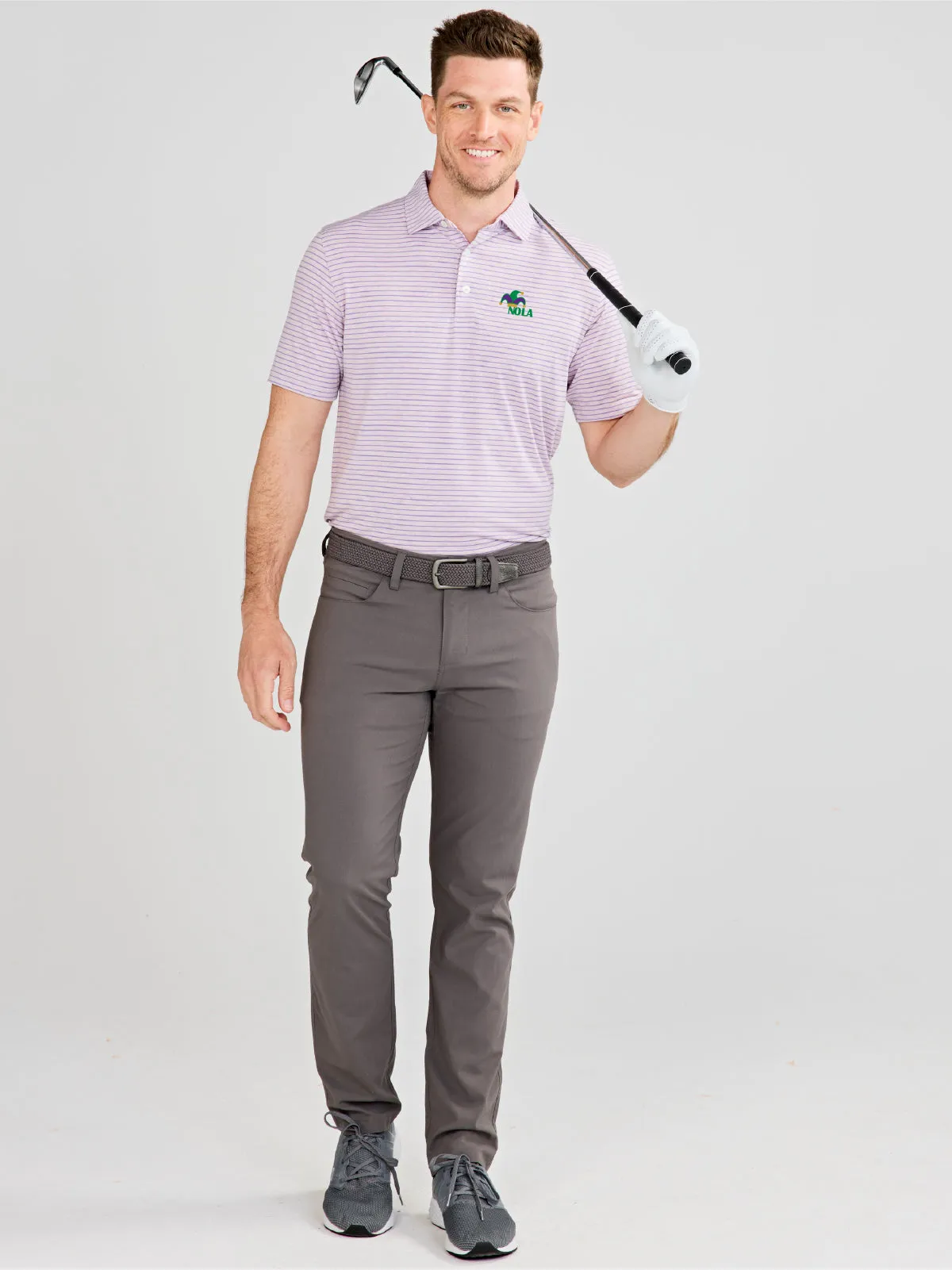 Cloud Performance Polo Stripe - Mardi Gras 2025