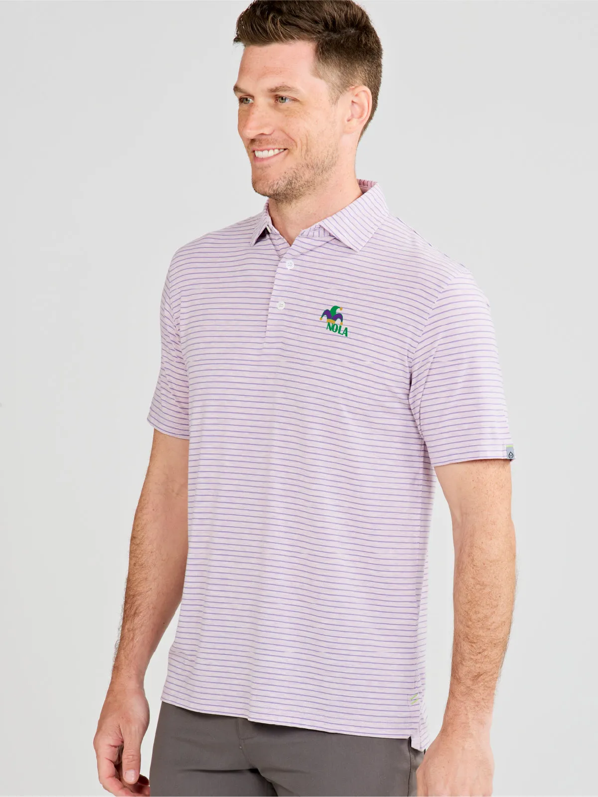 Cloud Performance Polo Stripe - Mardi Gras 2025