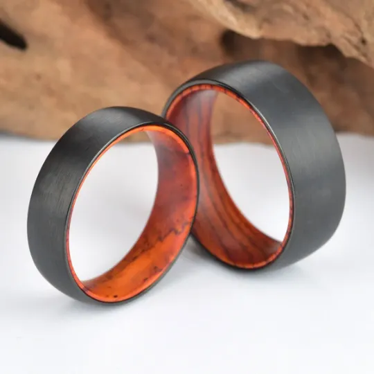 Cocobolo Wood Tungsten Men's Wedding Band 6MM