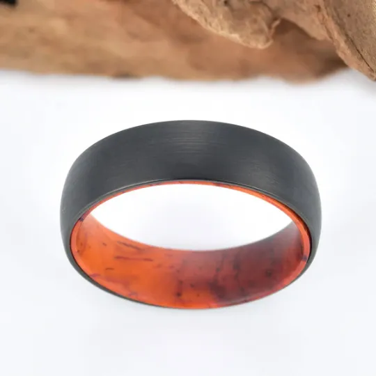 Cocobolo Wood Tungsten Men's Wedding Band 6MM
