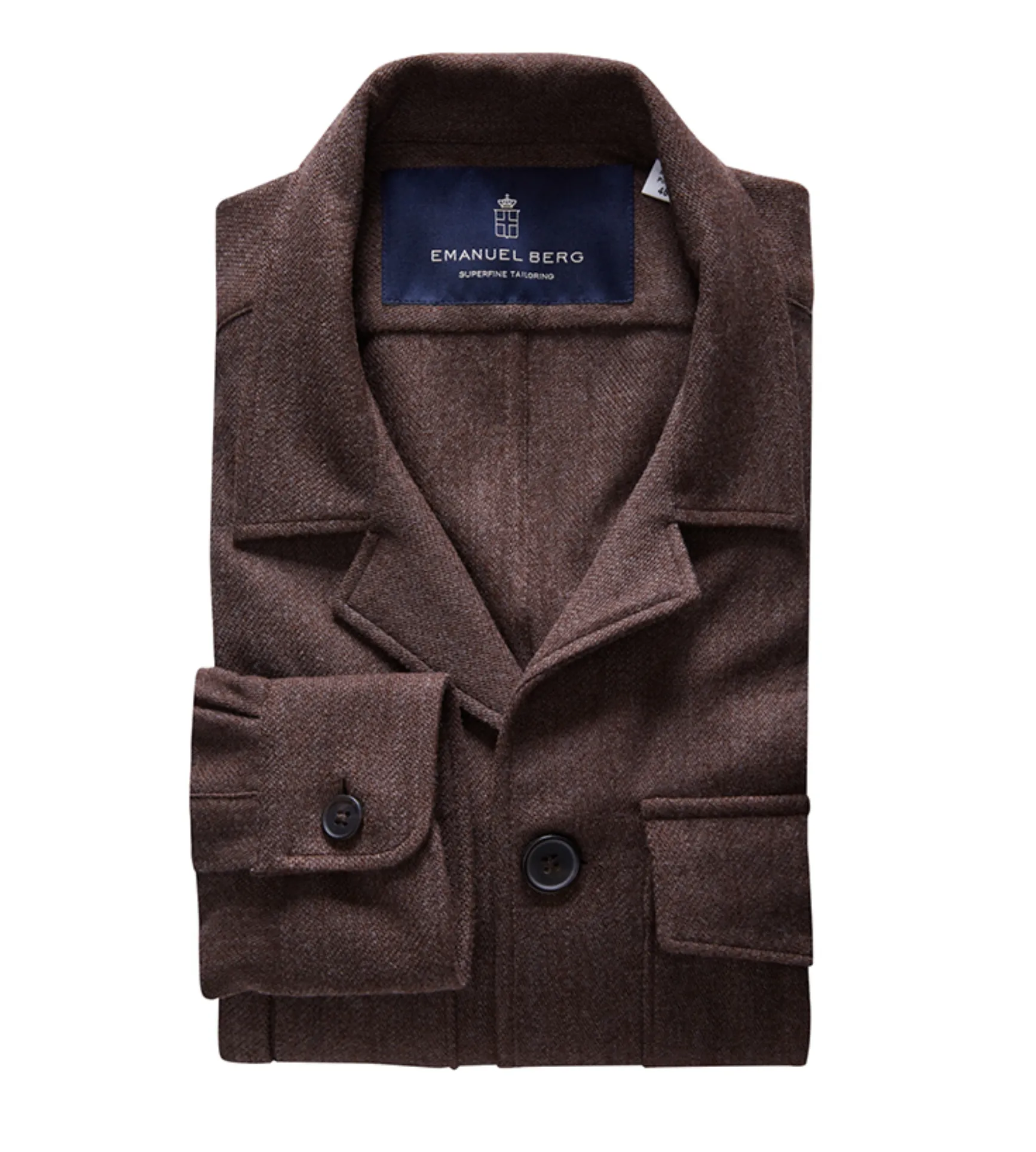 Combed Cotton Deconstucted Shirt Jacket - Dark Brownn